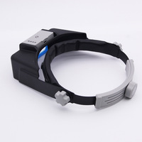 New Head-mounted USB Charging Magnifier, 4 LED Lights Power Display HD Magnifier