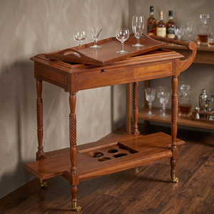 Chariot à vin en teck, design contemporain, pour hôtels, restaurants, banquets et mariages. - Product Image 4