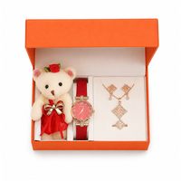 Cadeau d'anniversaire romantique pour femmes, adorable poupée ours, montre de luxe, collier, boucles d'oreilles, ensemble de bagues, coffret commémoratif pour la Saint-Valentin
