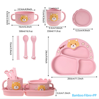 Couverts écologiques en fibre de bambou de qualité alimentaire Ensemble d'assiettes et de bols pour enfants avec dessin animé mignon Assiette de séparation pour enfants Vaisselle pour bébé