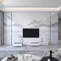 Panel de Pared de Mármol UV de Alto Brillo, Tablero de Cristal de Carbono para Instalación de Paredes de TV Contemporáneas