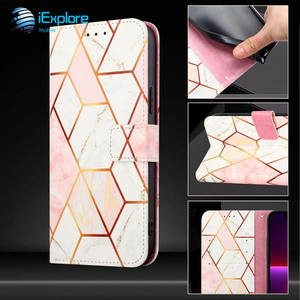 Iexplore เคสฝาพับลายหินอ่อนเคสกระเป๋าสตางค์หนัง PU สำหรับ17PROMAX Galaxy S25 A06 A36 A16 A56 M35 M55 <span class=keywords><strong>VIVO</strong></span> Y77 tecno Spark 8 - Product Image 6