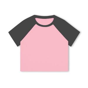 T-shirts courts pour femmes avec logo personnalisé, impression sur coton, broderie, style Y2K, manches raglan, manches courtes contrastées - Product Image 5