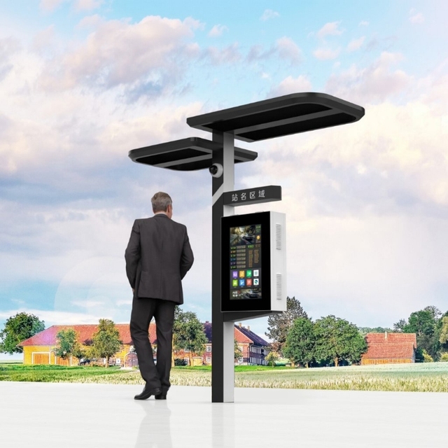 Zemso 32 Inch Solar-powered Smart E-paper Display Built-in LCD Floor-Standing Digital Signage for Retail Store Shopping Mall