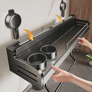 Estante de Almacenamiento de Cocina con Ventosa, Organizador de Condimentos Montado en la Pared, Soporte para Cuchillos, Estante de Aluminio, Diseño sin Perforaciones - Product Image 2