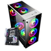 Boîtier de PC de jeu ATX de bureau avec ventilateurs RGB de 120 mm, panneau frontal en verre trempé