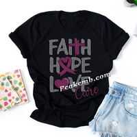 Faith Hope love Impression T-shirt Design Strass Filles Voyage Fer sur Transfert Motif