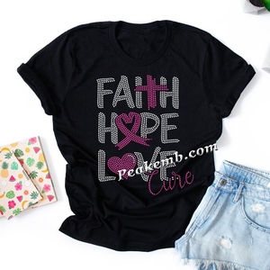 Fede speranza <span class=keywords><strong>amore</strong></span> stampa t-shirt Design strass ragazze viaggio ferro <span class=keywords><strong>su</strong></span> motivo di trasferimento - Product Image 4