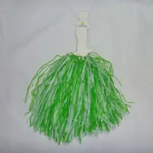 Cheerleading Pom Poms Plastic Green And White Mixed Color Slender Thread Hand Poms For Girls