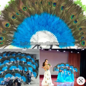 HS grand gros ventilateur de plumes de paon pour les femmes Costume spectacle fête vacances approvisionnement danse mariée mariage décor Photoshoot accessoire - Product Image 4