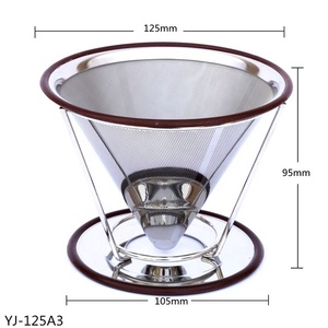 Muestra Gratuita Disponible YOUJIU - Portafiltro de Café Moderno de Acero Inoxidable de 115 mm de Diámetro, Filtro de Cono Ecológico para 3 Tazas - Product Image 5