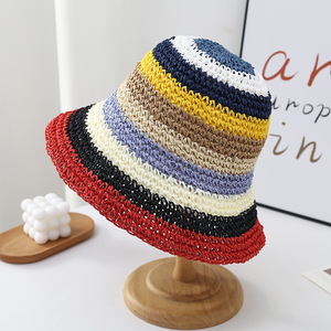 Sombrero de Pescador de Ganchillo para Vacaciones de Verano, Plegable, Colorido, Sombrero de Playa, Sombrero de Paja - Product Image 5