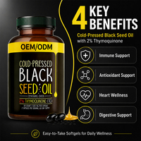 Kapsul Softgel Minyak Biji Hitam Vegan Label Pribadi OEM ODM Suplemen Herbal untuk Kesehatan Dewasa, Dukungan Imunitas dan Antioksidan