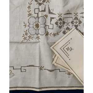 Hemstitch Style Pure Linen Tea Placemat Six Embroidered <b>Napkins</b> Dining Party Table Cloth <b>Cocktail</b> <b>Napkin</b> Home Use Cotton Product - Product Image 6