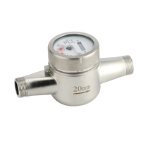 Compteur d'eau en acier inoxydable 3/4 sans plomb 15mm 304 ", compteur d'eau de type chaud et froid non rouillé
