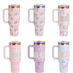 <span class=keywords><strong>Mug</strong></span> de voyage <span class=keywords><strong>isotherme</strong></span> 40oz en acier inoxydable 304, série Ice <span class=keywords><strong>King</strong></span>, motif floral imprimé en 3D, double paroi moderne avec poignée, le plus vendu - Product Image 3