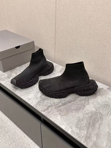 Wholesale luxurious brand knit casual shoes with thick soles and high tops <b>for</b> walking, black color, breathable <b>for</b> outdoor use - Product Image 5