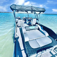 Bateaux pontons de luxe en aluminium de 24 et 25 pieds avec moteur hors-bord, pont élégant, remorque en option, soudés, pour usage fluvial, 3m, 6m, 7m, à vendre