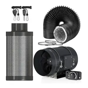 Silent 8 inch 830 CFM exhaust ventilation Duct Fan with speed regulator and carbon filter ducting for grow room hydroponics