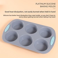 Moule à cupcakes et à glaces bicolore grand format, 6 cavités, en silicone, résistant au four, ustensile de cuisson de forme circulaire, en provenance de Chine, en stock