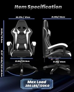Bán Hot trắng giá rẻ có thể gập lại PU da Massage máy tính trò chơi ghế silla Gamer Racing RGB chơi game ghế với đèn - Product Image 3