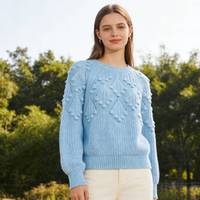 Pulls en tricot jacquard personnalisés pour femmes, pulls décontractés chauds, pulls à col rond à manches longues pour femmes