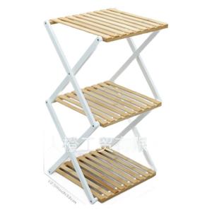 Bamboo <b>Storage</b> <b>Rack</b> 3 Tier Foldable Aluminum Frame Rectangular Living Room <b>Shoe</b> Stand Neatening <b>Storage</b> - Product Image 1
