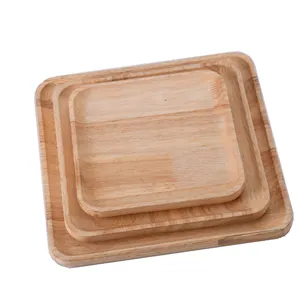 Premium Hotel Home Bamboo Wood Serving Tray Fruit Wood Plate Set