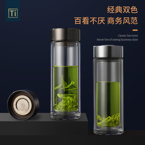 Tmdai Double Wall Glass Tea Cup With Filter Portable For Men Office Use - Product Image 2