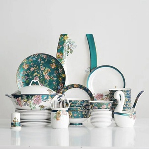 ชุดเครื่องครัวคุณภาพสูง ชุดอาหารบนโต๊ะอาหารทำจากเซรามิกเนื้อ Bone China จาน ชาม ช้อน ชุดอาหารจีน ชุดอาหารค่ำทำจากพอร์ซเลน - Product Image 2