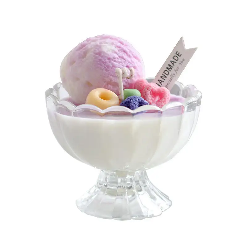 연꽃 모양 발 유리 아이스크림 디저트 컵 120 ml 투명 밀크 쉐이크 유리 컵 150 ml 맞춤형 라운드 유리 과일 그릇