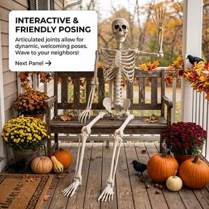 Squelette géant d'Halloween SIPKLR, 7,9 pieds, taille réelle, squelette humain articulé, décoration de jardin extérieure, blanc osseux, accessoire - Product Image 2