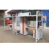 Lit double superposé en acier et métal, pour étudiants, chambre à coucher, dortoir, avec table d'étude et bureau pour adultes