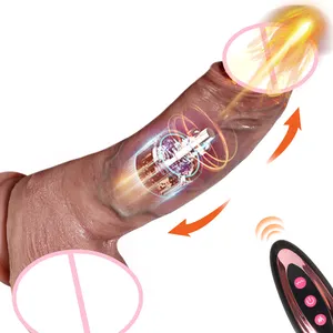 Tamaño personalizado de goma artificial pene punto G juguetes sexuales estiramiento empuje vibrador consoladores por Donna para mujeres