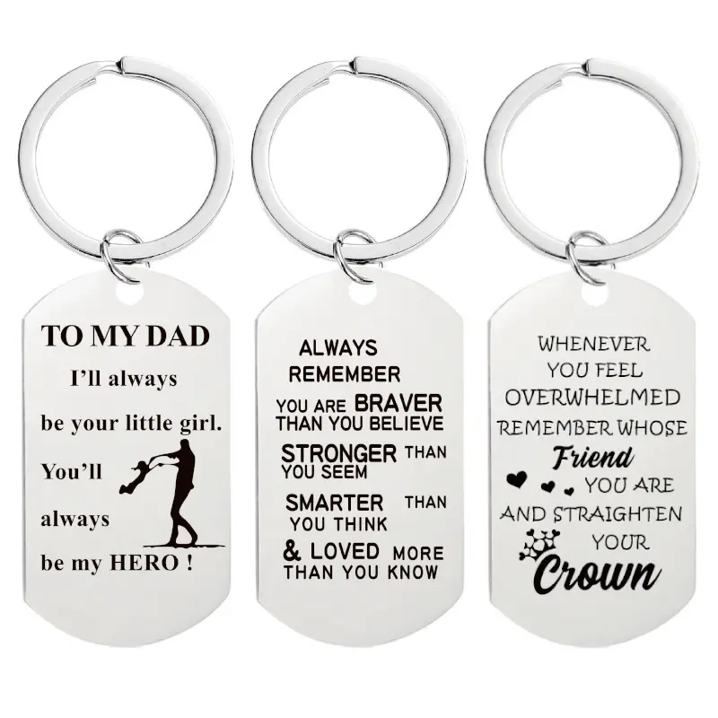 Custom key ring with logo stainless steel to my son daughter thanksgiving day pendant key ring I Love You Forever Key Ring