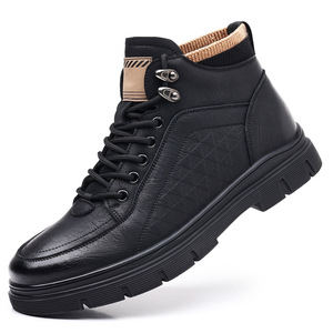 Men's Winter Snow Boots Cowhide <b>Wool</b> Lining Thickened Warm Lace Up For Cold Weather - Product Image 4