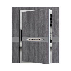 Prettywood Design moderne Bois massif Extérieur aluminium acier inoxydable pivot Portes d'entrée avec éclairage latéral - Product Image 5