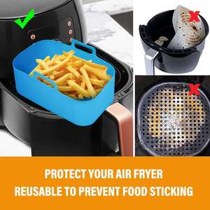 2 unidades de accesorios de silicona reutilizables sin BPA de grado alimenticio para freidora de aire, insertos rectangulares para bandeja de horno y cesta de cocción - Product Image 4