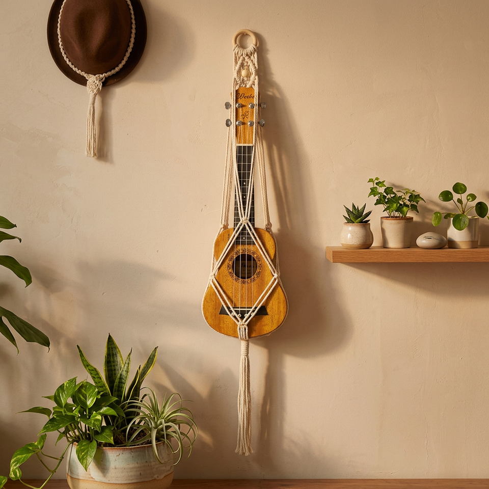 Handmade Macrame Ukulele Hanger Boho Wall Mount Boho Holder Decorative ...