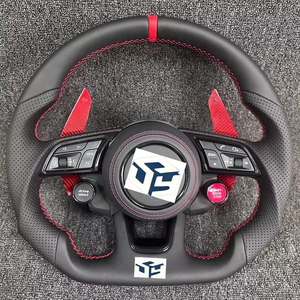 Volant <span class=keywords><strong>sport</strong></span> en cuir perforé <span class=keywords><strong>noir</strong></span> carbone pour Audi B8 B9 R8 A3 A4 A5 A6 A7 A8 Q5 Q7 MK3 TTRS TTS S3 Haute qualité - Product Image 1