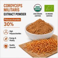 Extrait de Cordyceps Militaris Biologique à 30% de Polysaccharides, Poudre de Corps Fruité Riche en Polysaccharides pour l'Énergie et la Vitalité