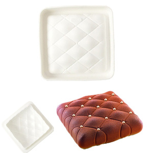 Square Pillow Shaped <b>Silicone</b> Mold For Mousse Cake 19x15.5x5.5cm <b>Baking</b> Pan With Quilted Design - Product Image 1