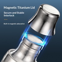 Mug isotherme en titane pur à double paroi avec infuseur à thé, à fixation magnétique, pour voiture, à parois droites, portable pour l'extérieur et les affaires