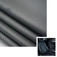 Black Perforated Faux Leather Fabric For Upholstery, Cushions