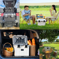 Équipement de pique-nique de camping en plein air, glacière à glace 16qt avec boîte sèche, glacière à injection pour le stockage des aliments