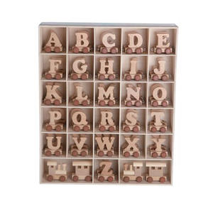 עץ אשור טבעי מכתב רכבת האלפבית שם מכתב צעצוע רכבת יילוד תינוק מתנת חג המולד מתנה - Product Image 2