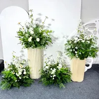 Boule de fleurs artificielles en soie blanche personnalisable, plante verte, décoration de mariage pour allée et centre de table