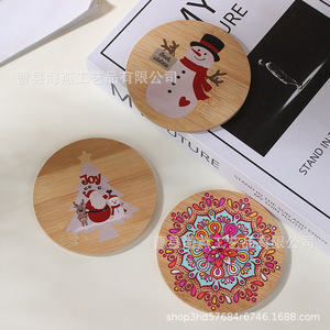 Posavasos creativos de madera maciza con grabado de logotipo, bandejas de madera para té, posavasos para té, tapetes aislantes del calor de estilo japonés - Product Image 1