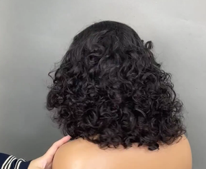 Peruca com Faixa de Cabelo Cacheado Natural Preto, Cabelo Humano, Sem Cola, Fácil de Instalar, Ideal para o Verão, para Mulheres, Uso Diário - Product Image 4
