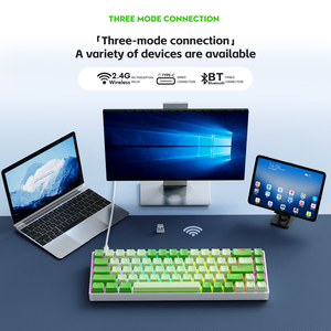 Tùy chỉnh 68-Key RBG <span class=keywords><strong>backlit</strong></span> có dây bàn phím cơ khí 2.4G + BT hot swappable cấu hình thấp phím nhựa cho máy tính chơi game - Product Image 3